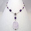 DKC ~ Lavender Quartz Drop Necklace with Amethyst, Fluorite & Bali Beads